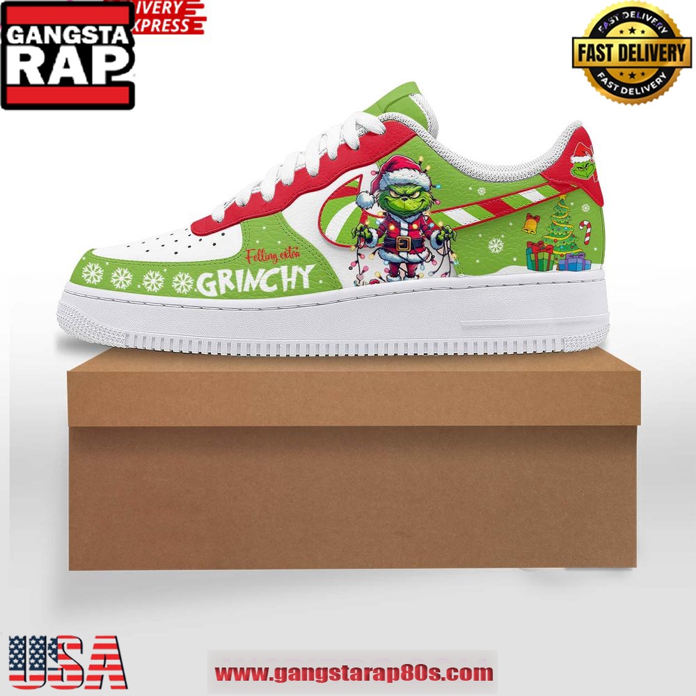 The Grinch Feeling Extra Grinchy Christmas Air Force 1 Running Sneakers Shoes