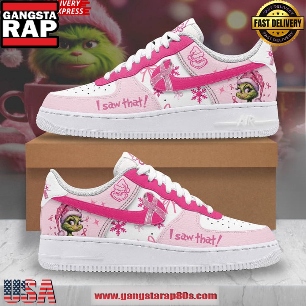 The Grinch I Saw That Pink Christmas Air Force 1 Running Sneakers Shoes