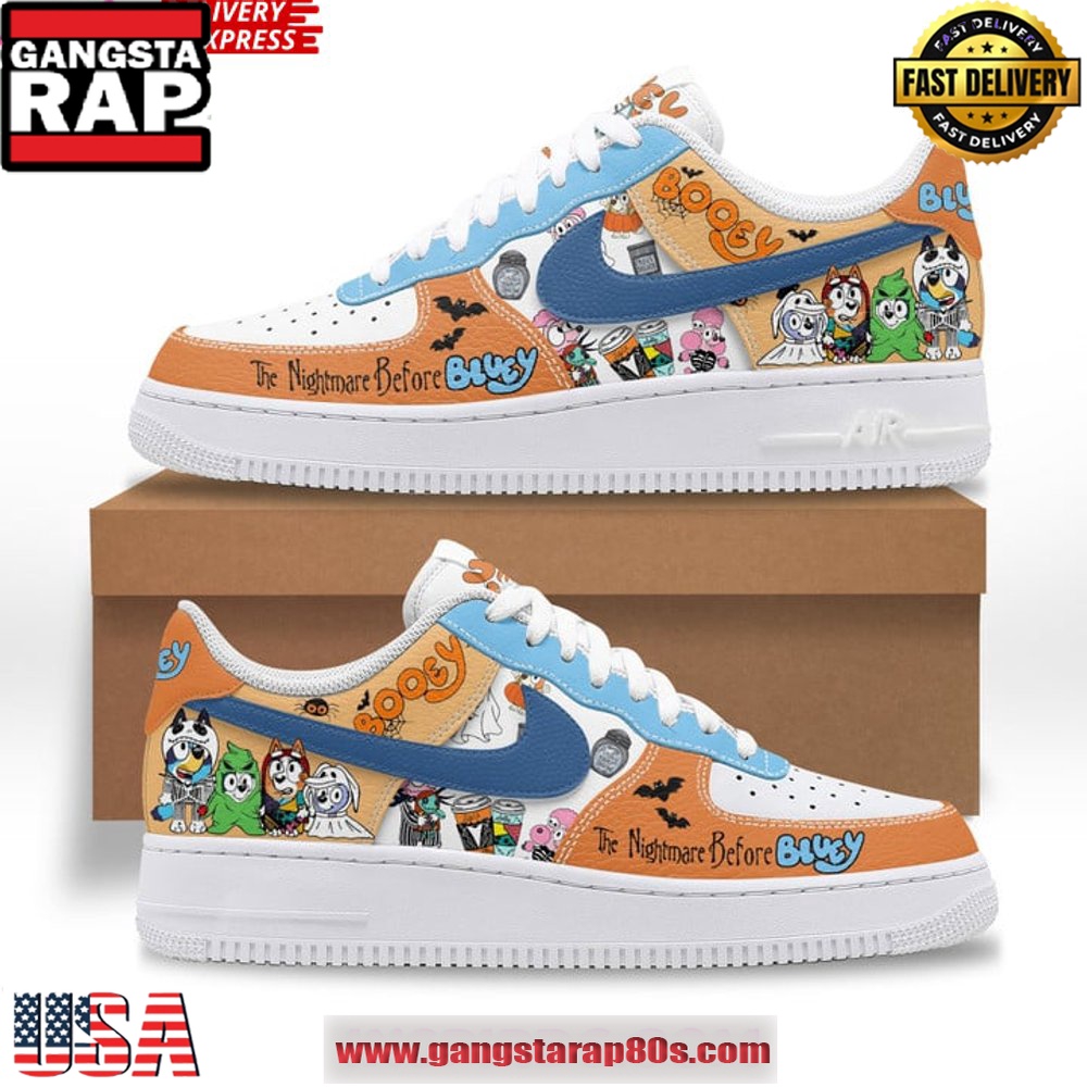 The Nightmare Before Bluey Limited Edition Air Force 1 Running Sneakers Shoes The Nightmare Before Bluey Limited Edition Air Force 1 Running Sneakers Shoes