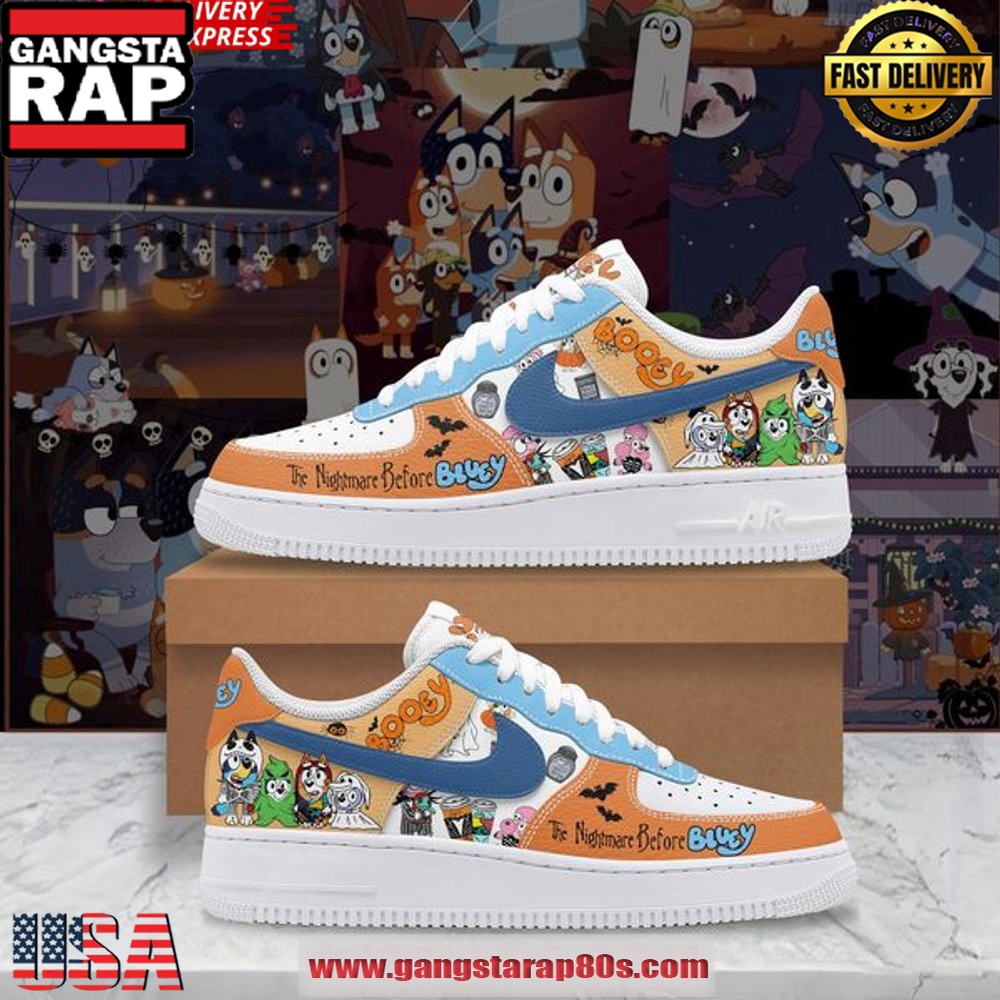 The Nightmare Before Bluey Limited Edition Air Force 1 Running Sneakers Shoes The Nightmare Before Bluey Limited Edition Air Force 1 Running Sneakers Shoes