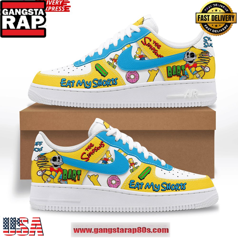 The Simpsons Eat My Shorts Limited Edition Air Force 1 Running Sneakers Shoes The Simpsons Eat My Shorts Limited Edition Air Force 1 Running Sneakers Shoes