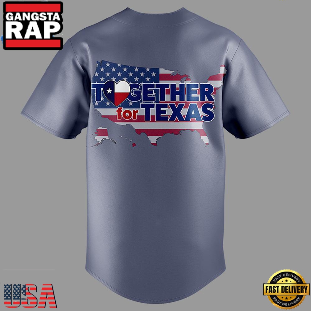 Together for Texas 2025 Limited Premium Edition Grey Baseball Jersey Together for Texas 2025 Limited Premium Edition Grey Baseball Jersey