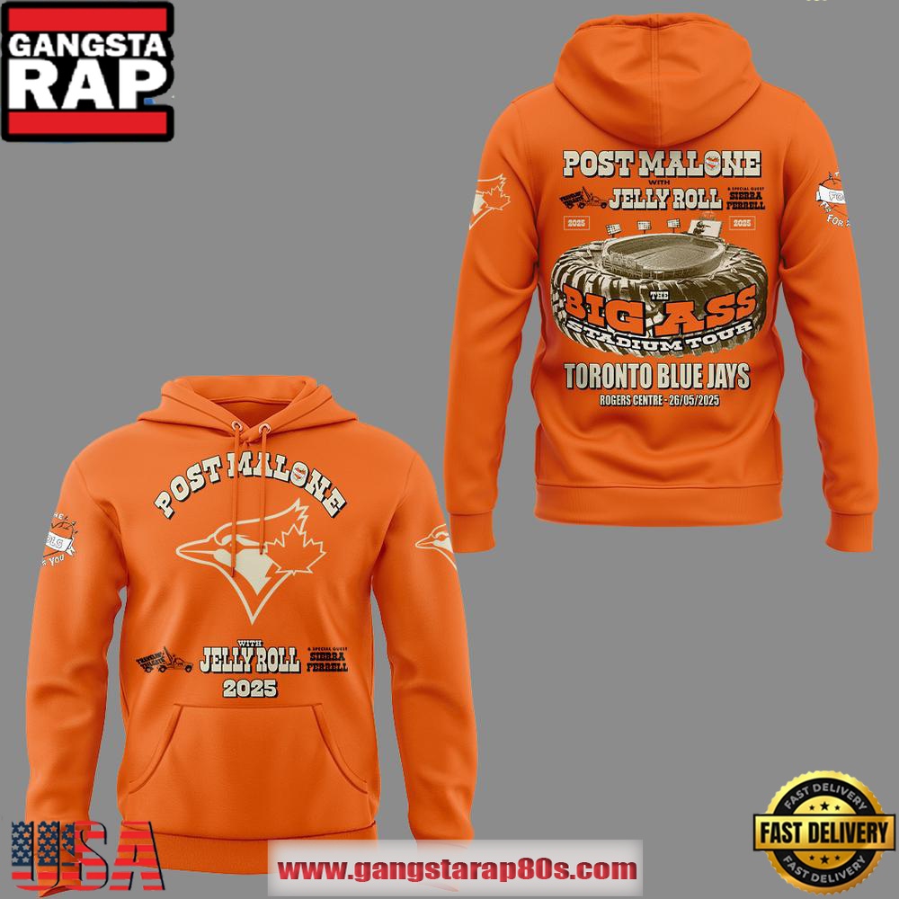Toronto Blue Jays x Post Malone x Jelly Roll Big Ass Stadium Tour Unisex Hoodie Toronto Blue Jays x Post Malone x Jelly Roll Big Ass Stadium Tour Unisex Hoodie
