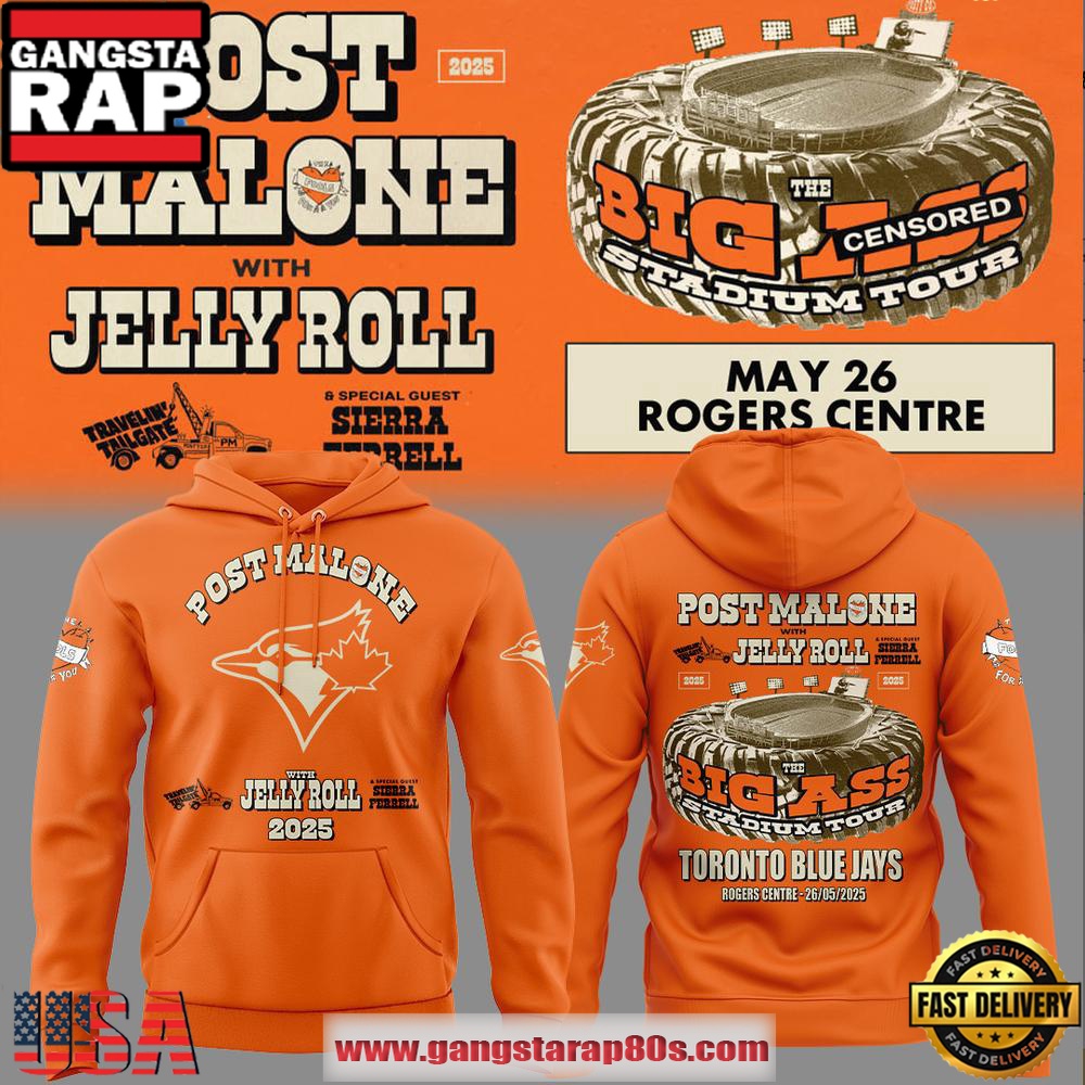 Toronto Blue Jays x Post Malone x Jelly Roll Big Ass Stadium Tour Unisex Hoodie Toronto Blue Jays x Post Malone x Jelly Roll Big Ass Stadium Tour Unisex Hoodie