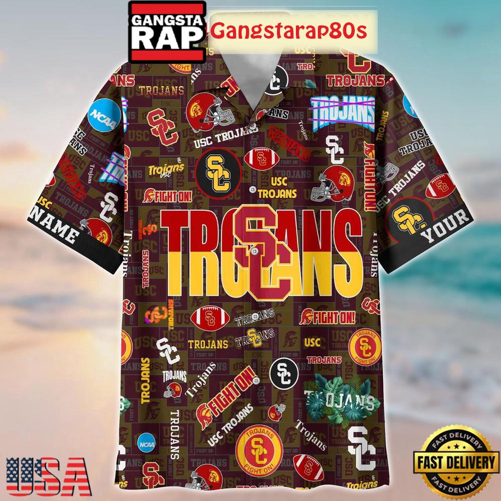 USC Trojans Solgan Fight On True Fan Spirit Custom Name Aloha Hawaiian Shirt USC Trojans Solgan Fight On True Fan Spirit Custom Name Aloha Hawaiian Shirt