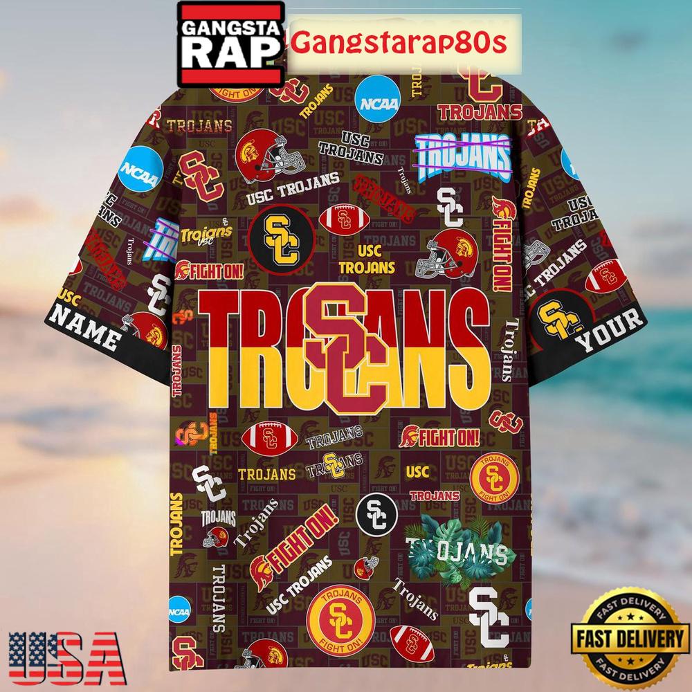USC Trojans Solgan Fight On True Fan Spirit Custom Name Aloha Hawaiian Shirt USC Trojans Solgan Fight On True Fan Spirit Custom Name Aloha Hawaiian Shirt
