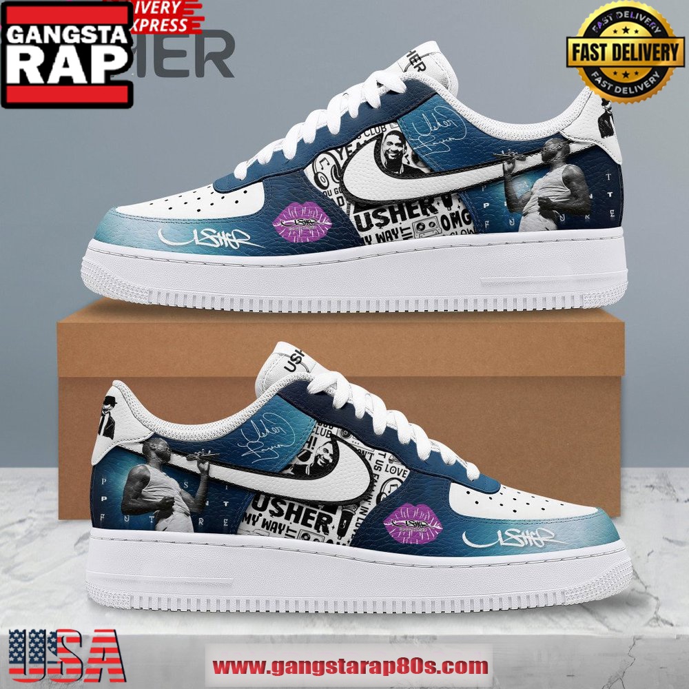 Usher Tribute Limited Edition Air Force 1 Sneakers Shoes Usher Tribute Limited Edition Air Force 1 Sneakers Shoes