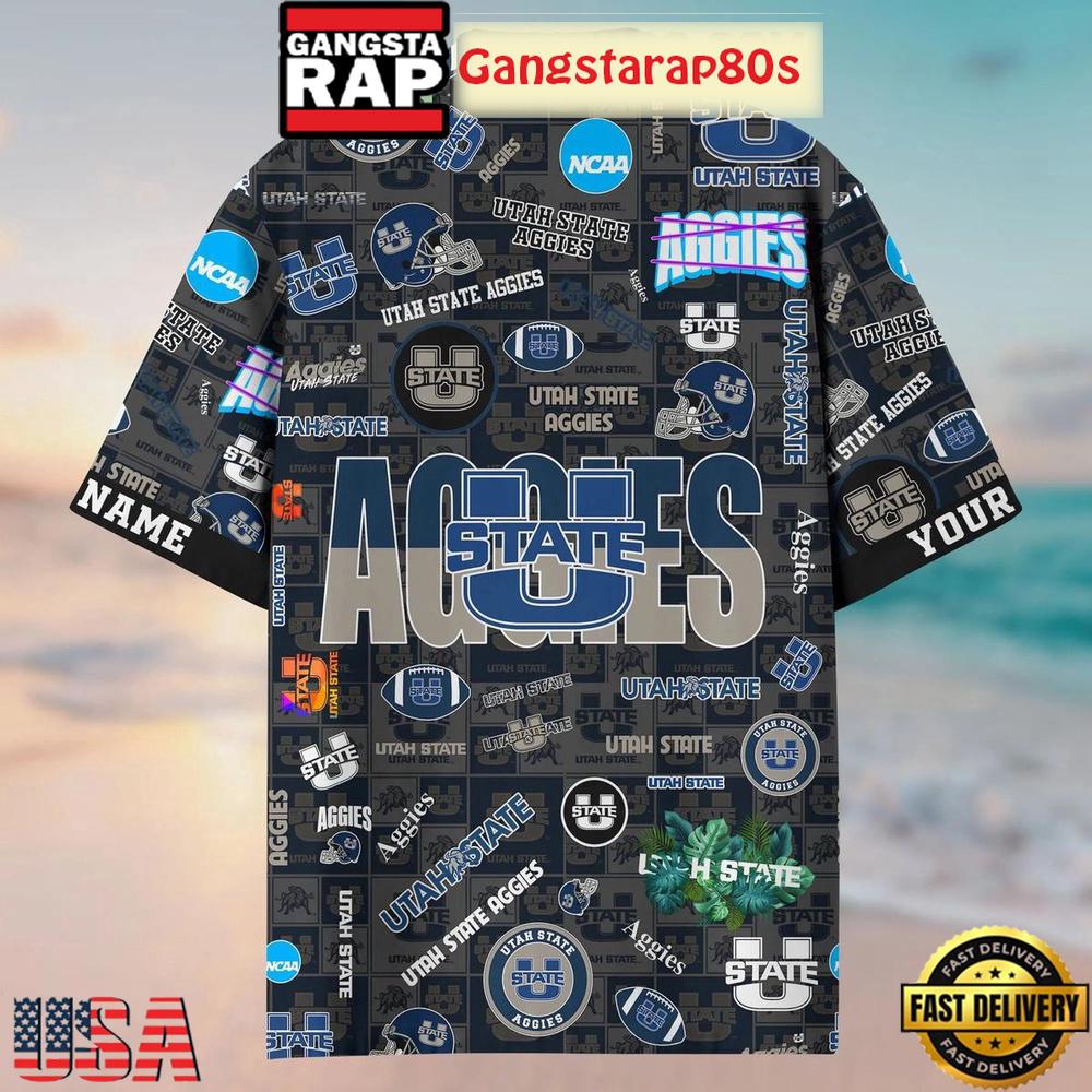 Utah State Aggies Solgan True Fan Spirit Custom Name Aloha Hawaiian Shirt Utah State Aggies Solgan True Fan Spirit Custom Name Aloha Hawaiian Shirt