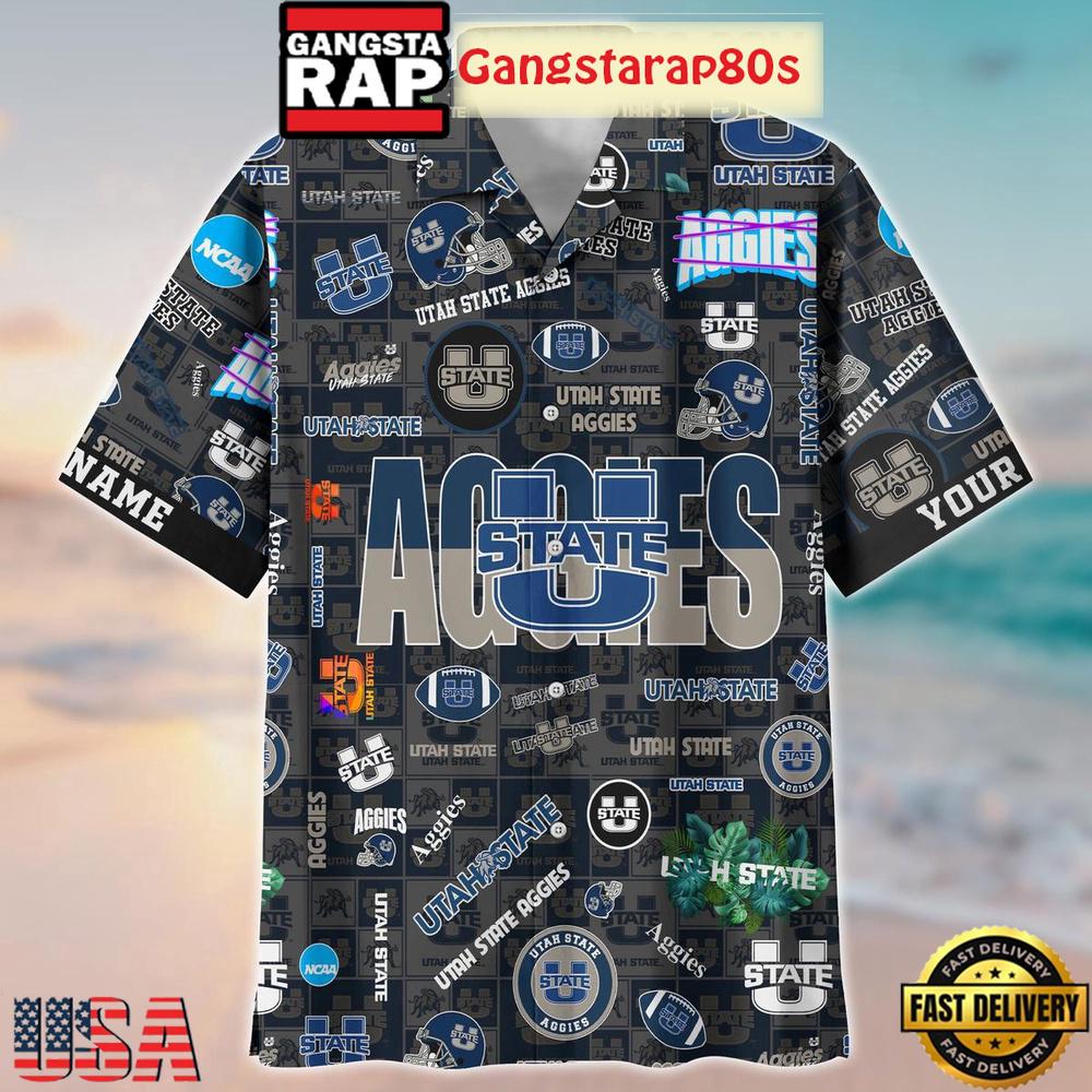 Utah State Aggies Solgan True Fan Spirit Custom Name Aloha Hawaiian Shirt Utah State Aggies Solgan True Fan Spirit Custom Name Aloha Hawaiian Shirt