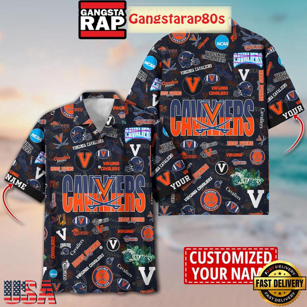 Virginia Cavaliers Solgan Hoos Rising True Fan Spirit Custom Name Aloha Hawaiian Shirt