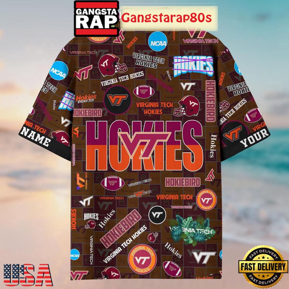Virginia Tech Hokies Solgan HokieBird True Fan Spirit Custom Name Aloha Hawaiian Shirt Virginia Tech Hokies Solgan HokieBird True Fan Spirit Custom Name Aloha Hawaiian Shirt