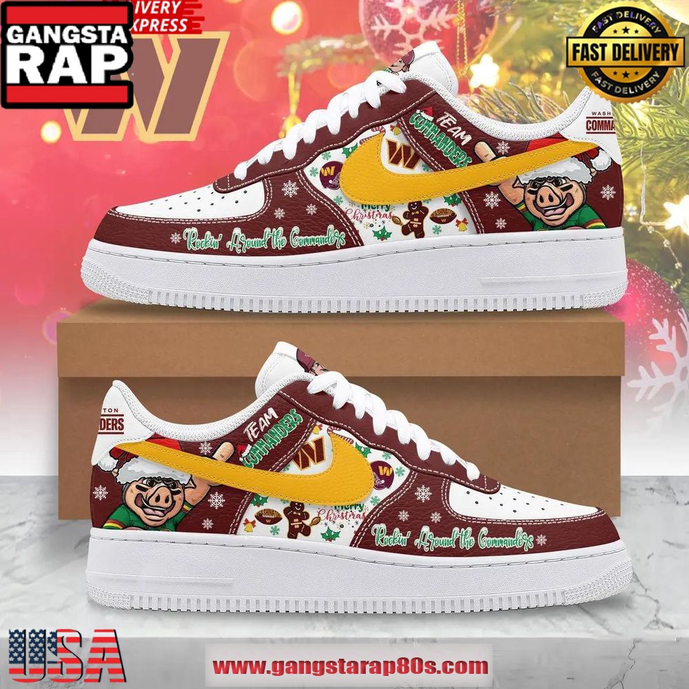 Washington Commanders Christmas New Version Air Force 1 Running Sneakers Shoes Washington Commanders Christmas New Version Air Force 1 Running Sneakers Shoes