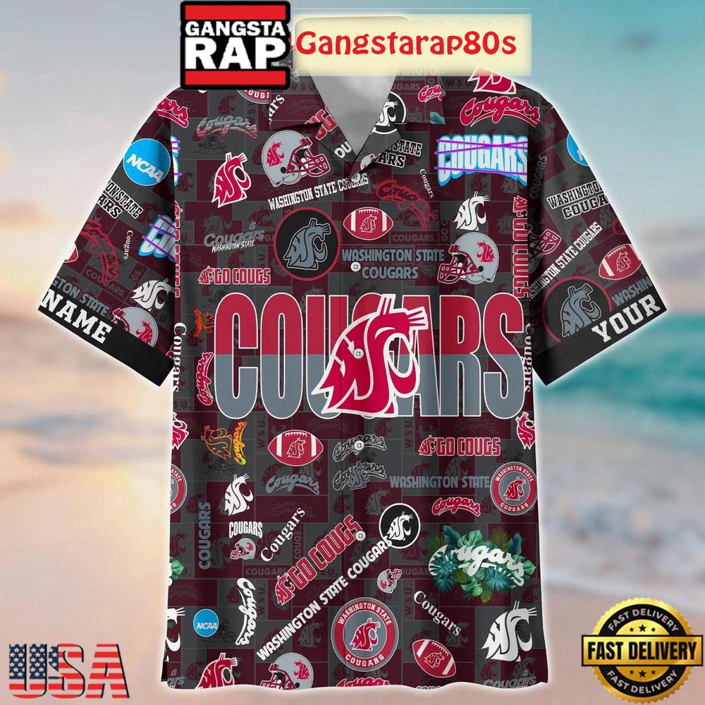 Washington State Cougars Solgan Go Cougs True Fan Spirit Custom Name Aloha Hawaiian Shirt Washington State Cougars Solgan Go Cougs True Fan Spirit Custom Name Aloha Hawaiian Shirt
