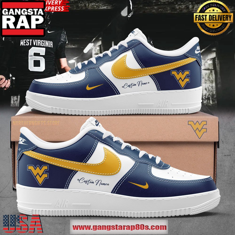 West Virginia Mountaineers Custom Air Force 1 Running Sneakers Shoes West Virginia Mountaineers Custom Air Force 1 Running Sneakers Shoes