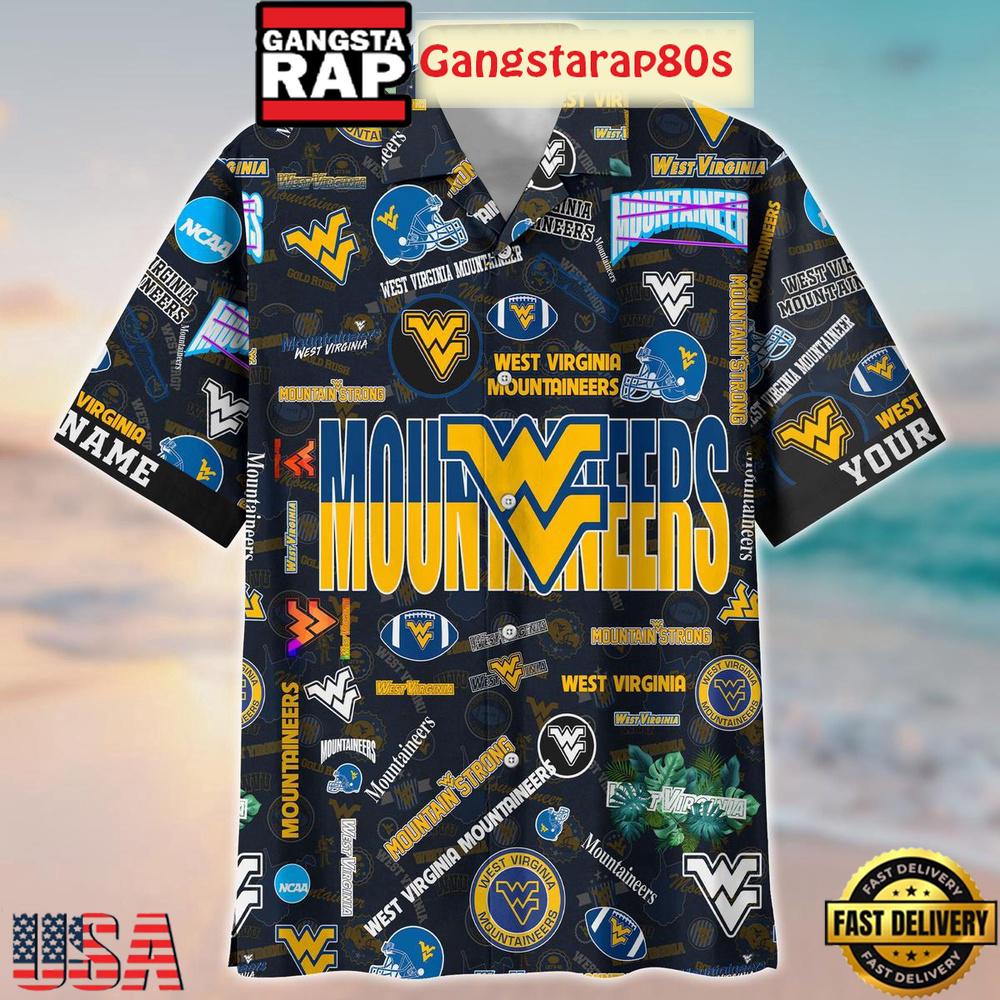 West Virginia Mountaineers Solgan True Fan Spirit Custom Name Aloha Hawaiian Shirt West Virginia Mountaineers Solgan True Fan Spirit Custom Name Aloha Hawaiian Shirt
