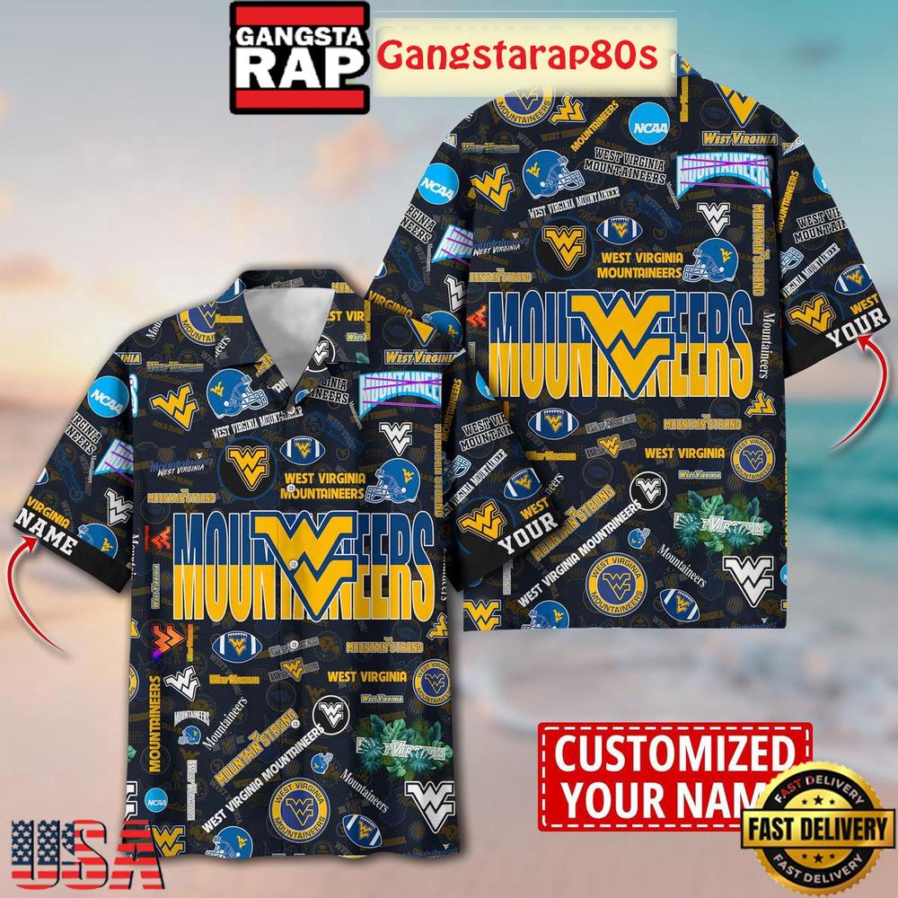 West Virginia Mountaineers Solgan True Fan Spirit Custom Name Aloha Hawaiian Shirt