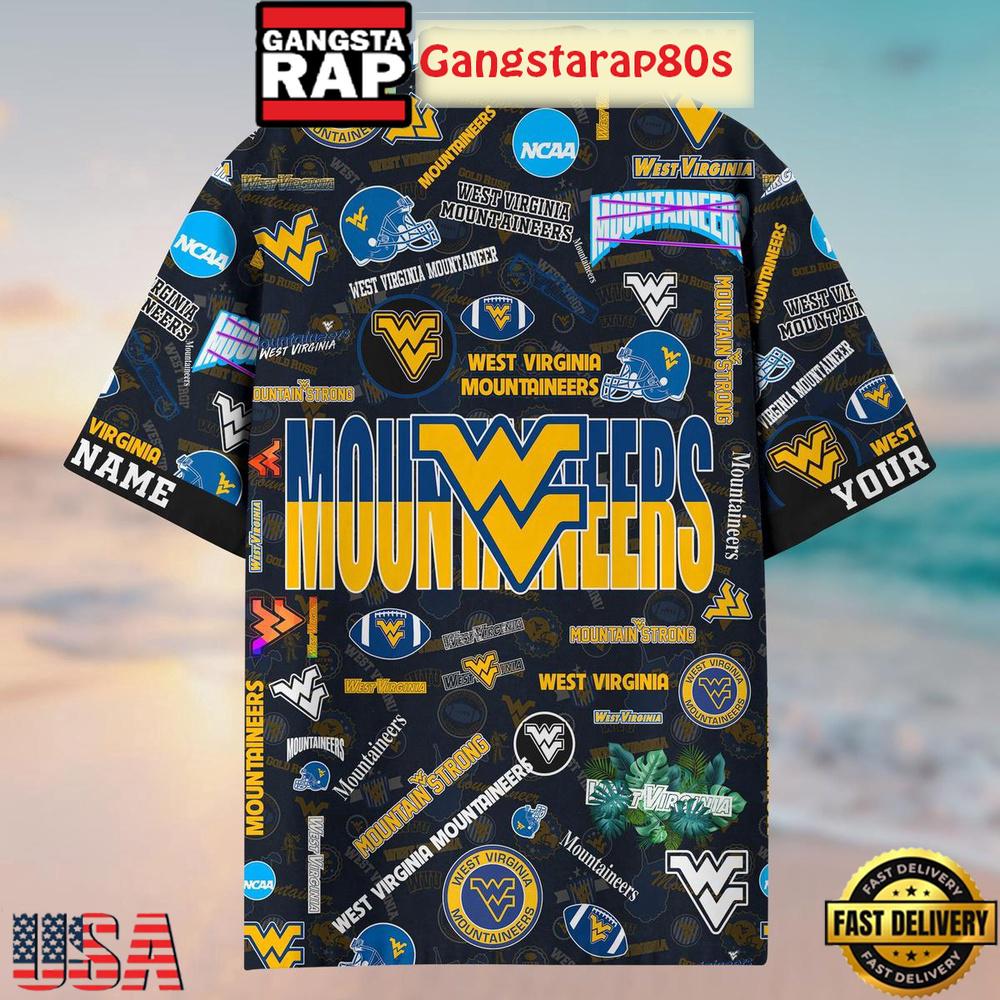 West Virginia Mountaineers Solgan True Fan Spirit Custom Name Aloha Hawaiian Shirt West Virginia Mountaineers Solgan True Fan Spirit Custom Name Aloha Hawaiian Shirt