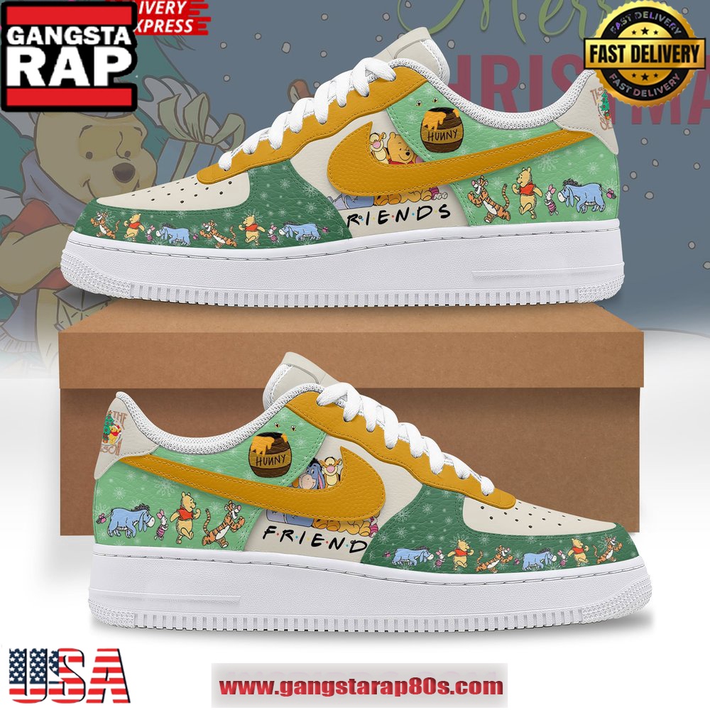 Winnie the Pooh Christmas Holiday Limited Edition Air Force 1 Running Sneakers Shoes