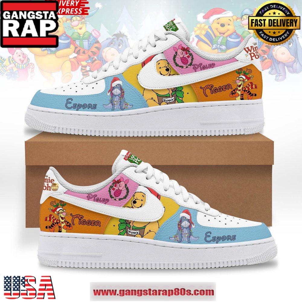 Winnie the Pooh Christmas Limited Edition Air Force 1 Running Sneakers Shoes
