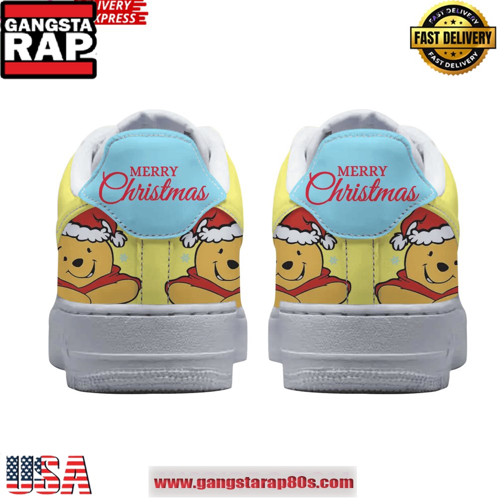Winnie The Pooh Merry Christmas Limited Edition Air Force 1 Running Sneakers Shoes Winnie The Pooh Merry Christmas Limited Edition Air Force 1 Running Sneakers Shoes