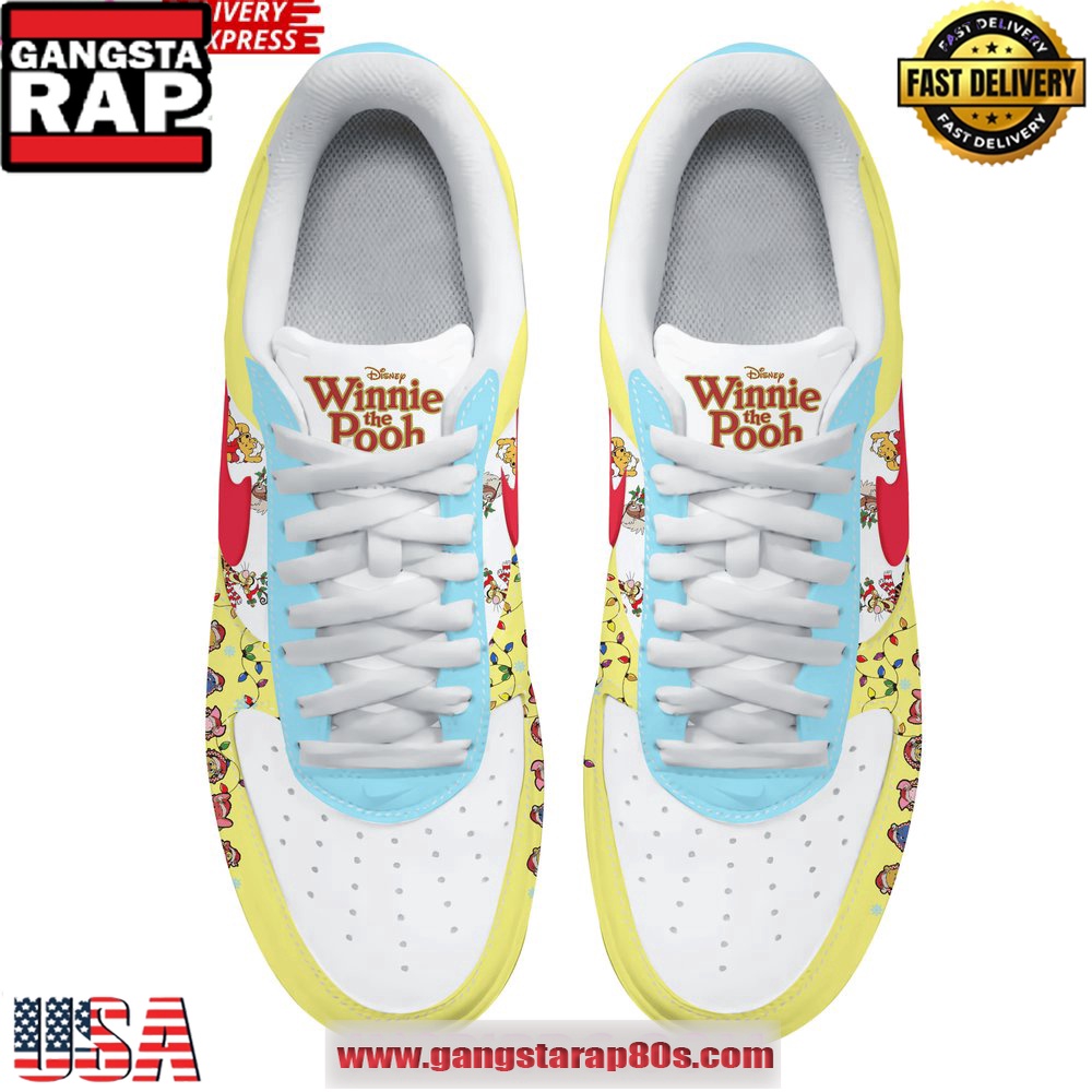 Winnie The Pooh Merry Christmas Limited Edition Air Force 1 Running Sneakers Shoes Winnie The Pooh Merry Christmas Limited Edition Air Force 1 Running Sneakers Shoes
