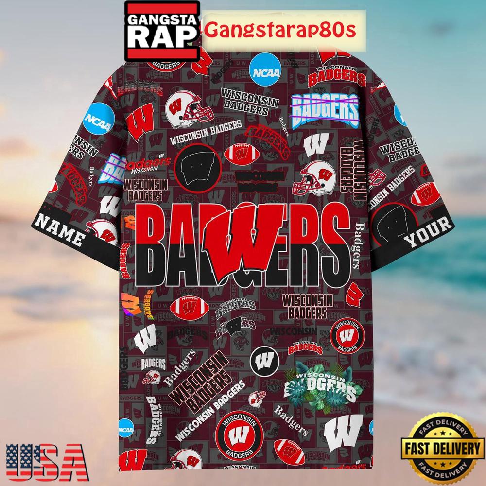Wisconsin Badgers Solgan True Fan Spirit Custom Name Aloha Hawaiian Shirt Wisconsin Badgers Solgan True Fan Spirit Custom Name Aloha Hawaiian Shirt