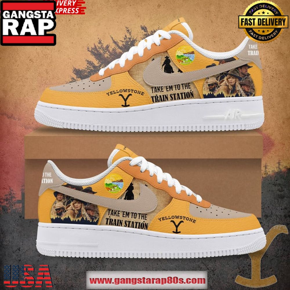 Yellowstone Take 'Em to the Train Station Limited Edition Air Force 1 Shoes Running Sneakers