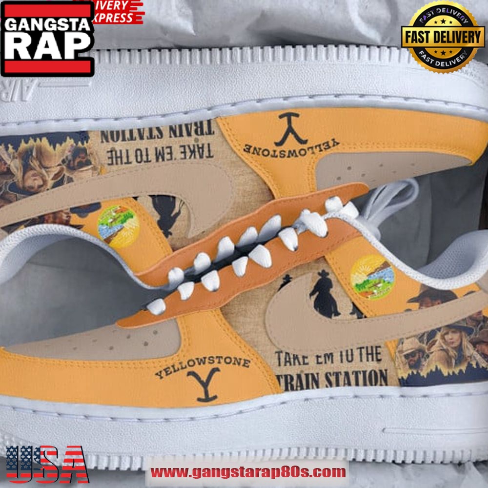 Yellowstone Take 'Em to the Train Station Limited Edition Air Force 1 Shoes Running Sneakers