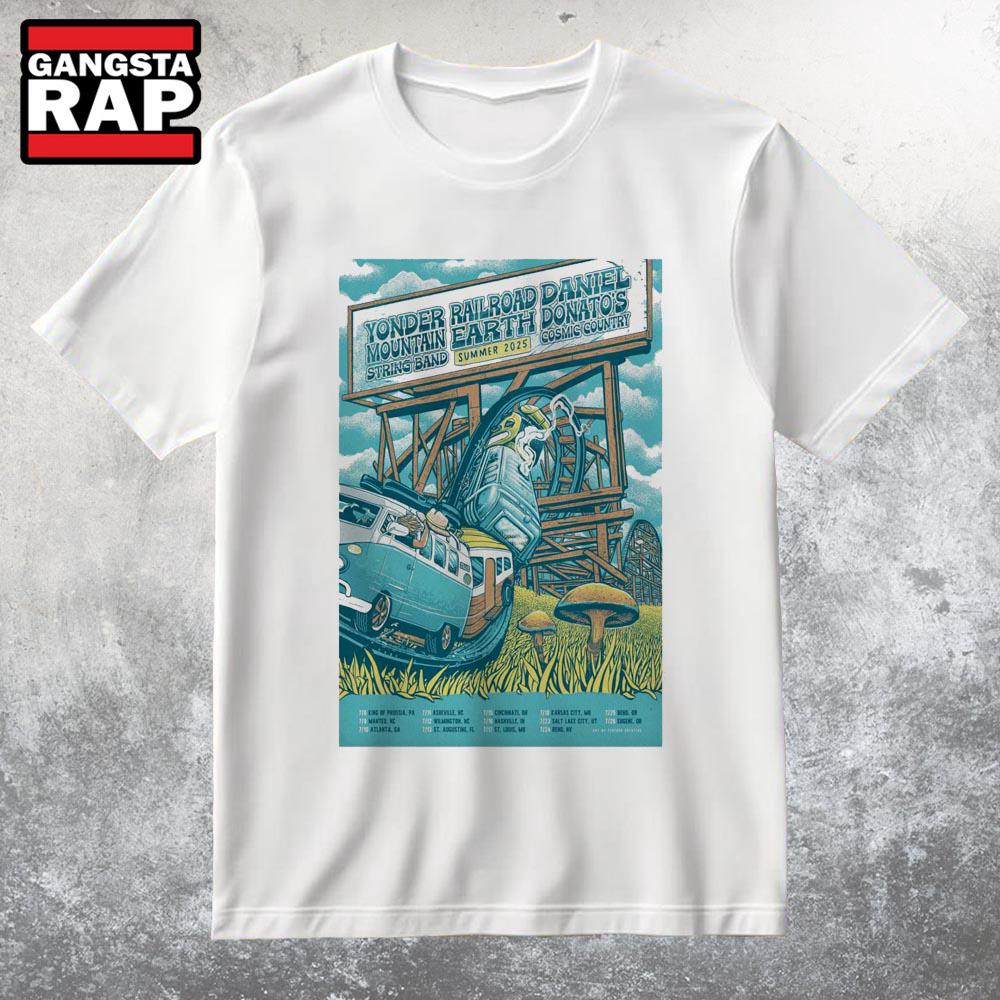Yonder Railroad Earth X Mountain String Band X Daniel Donato's Cosmic Country Summer 2025 Tour T Shirt