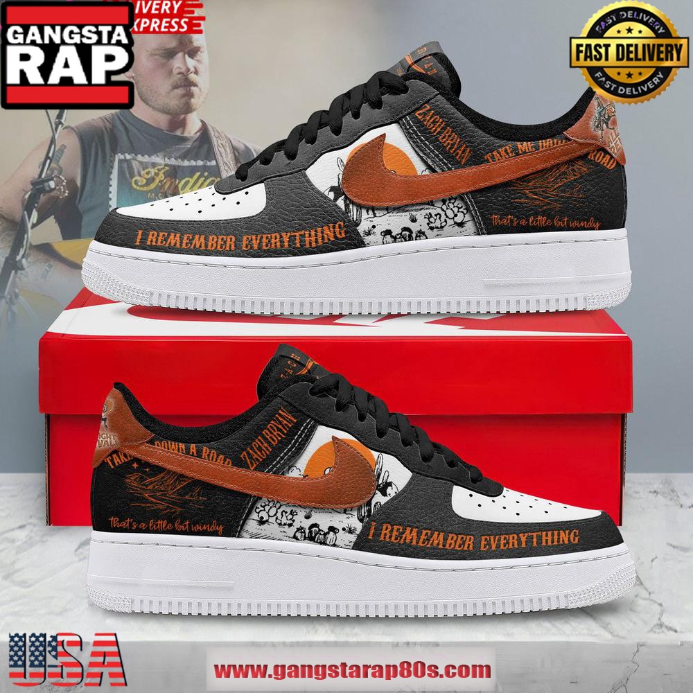 Zach Bryan Remember Everything Limited Edition Air Force 1 Running Sneakers Shoes Zach Bryan Remember Everything Limited Edition Air Force 1 Running Sneakers Shoes