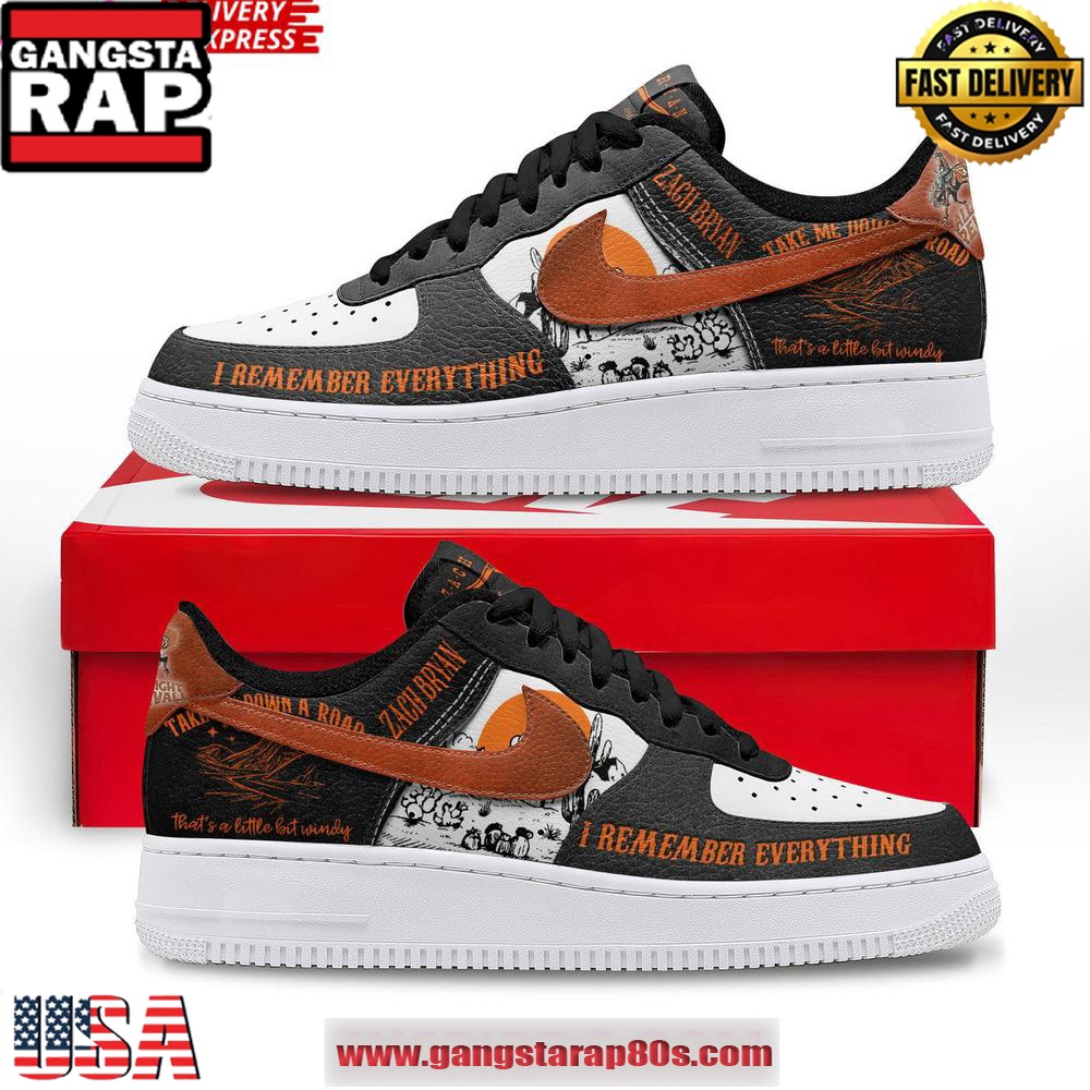 Zach Bryan Remember Everything Limited Edition Air Force 1 Running Sneakers Shoes Zach Bryan Remember Everything Limited Edition Air Force 1 Running Sneakers Shoes