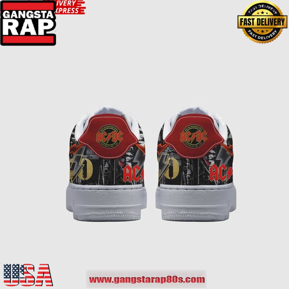 ACDC High Voltage Power Up Limited Edition Air Force 1 Sneakers Shoes ACDC High Voltage Power Up Limited Edition Air Force 1 Sneakers Shoes