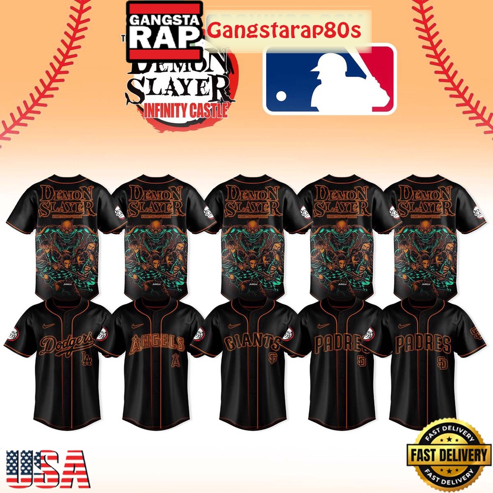 All Team MLB x Demon Slayer Kimetsu No Yaiba Special Baseball Jersey