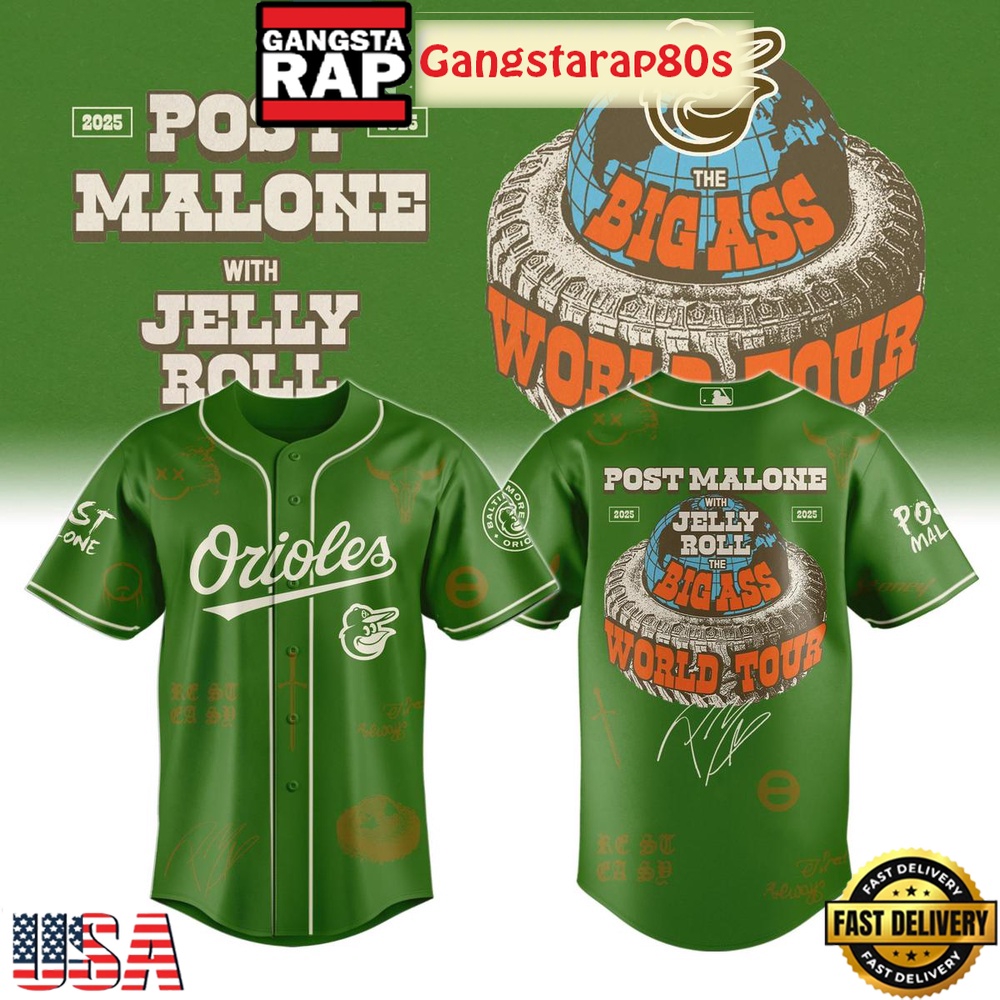 All Team MLB x Post Malone With Jelly Roll World Tour 2025 Special Baseball Jersey