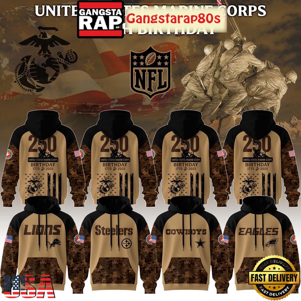 All Team NFL x US Marine Corps 250th Anniversary 2025 Unisex Hoodie
