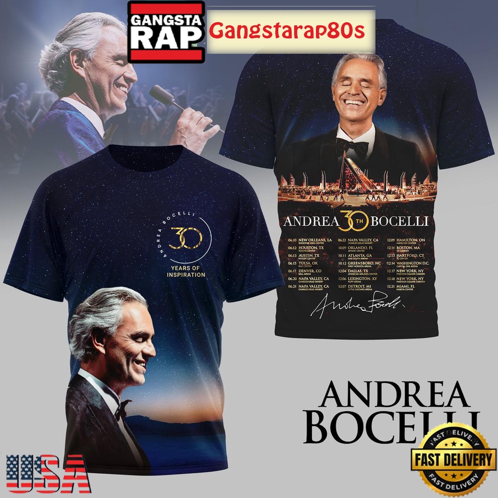 Andrea Bocelli 30 Years Of Inspiration 3D Shirt