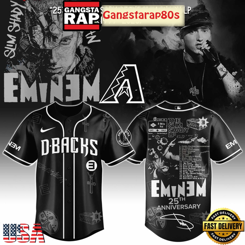 Arizona Diamondbacks x Eminem 25th Anniversary Of The Slim Shady LP 2025 Baseball Jersey Arizona Diamondbacks x Eminem 25th Anniversary Of The Slim Shady LP 2025 Baseball Jersey