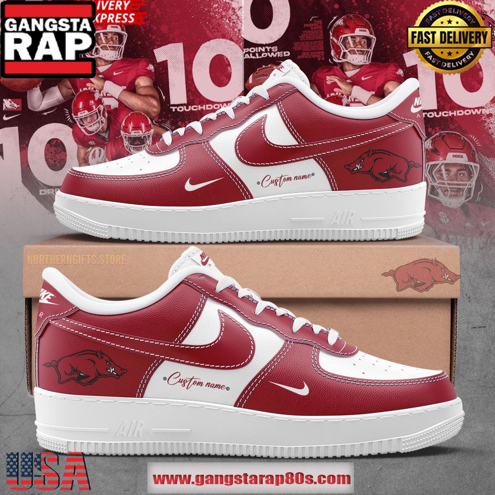 Arkansas Razorbacks Football 2024 Air Force 1 Sneakers Shoes