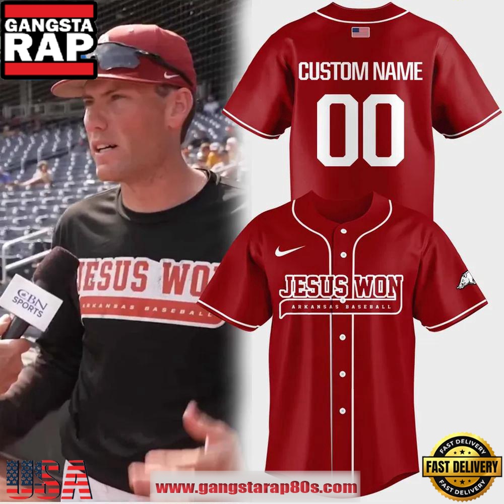 Arkansas Razorbacks Jesus Won Limited Edition Custom Baseball Jersey