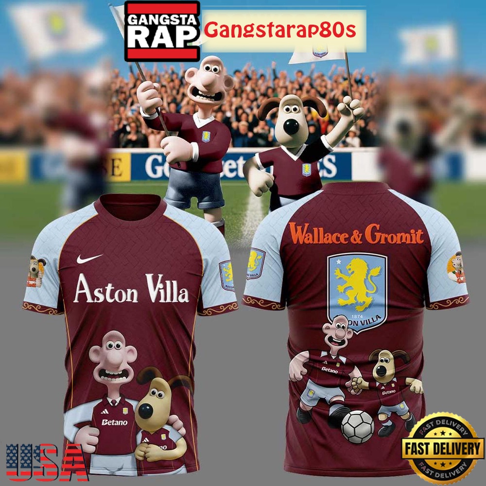 Aston Villa x Wallace And Gromit Unisex Hoodie Aston Villa x Wallace And Gromit Unisex Hoodie