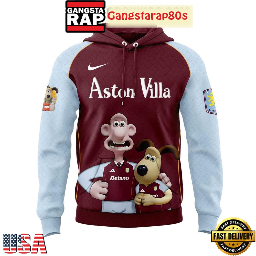 Aston Villa x Wallace And Gromit Unisex Hoodie Aston Villa x Wallace And Gromit Unisex Hoodie