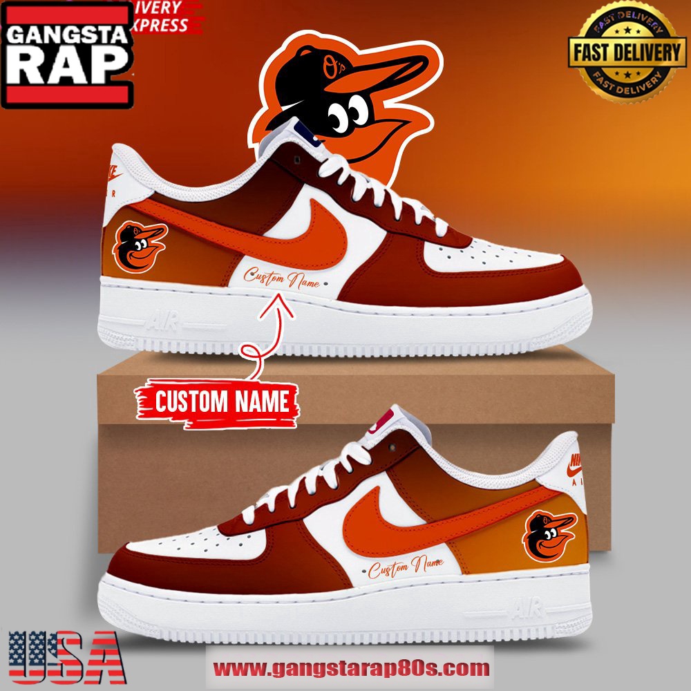 Baltimore Orioles Customized Air Force 1 Running Sneakers Shoes