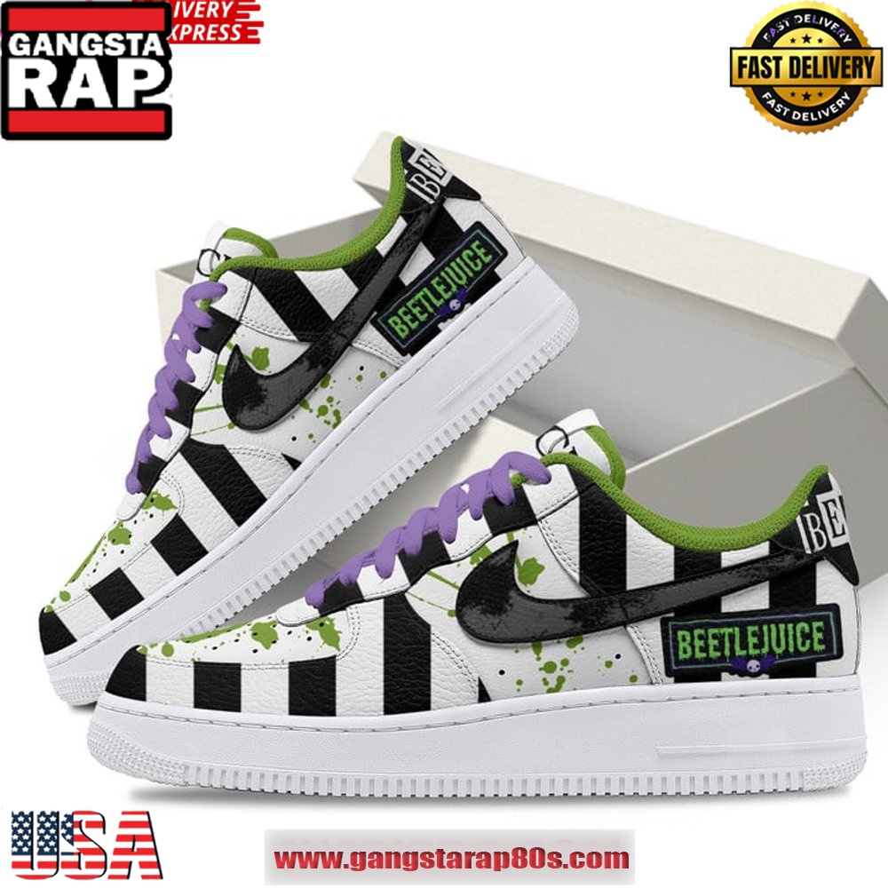 Beetlejuice Noir Couture Limited Edition Air Force 1 Running Sneakers Shoes