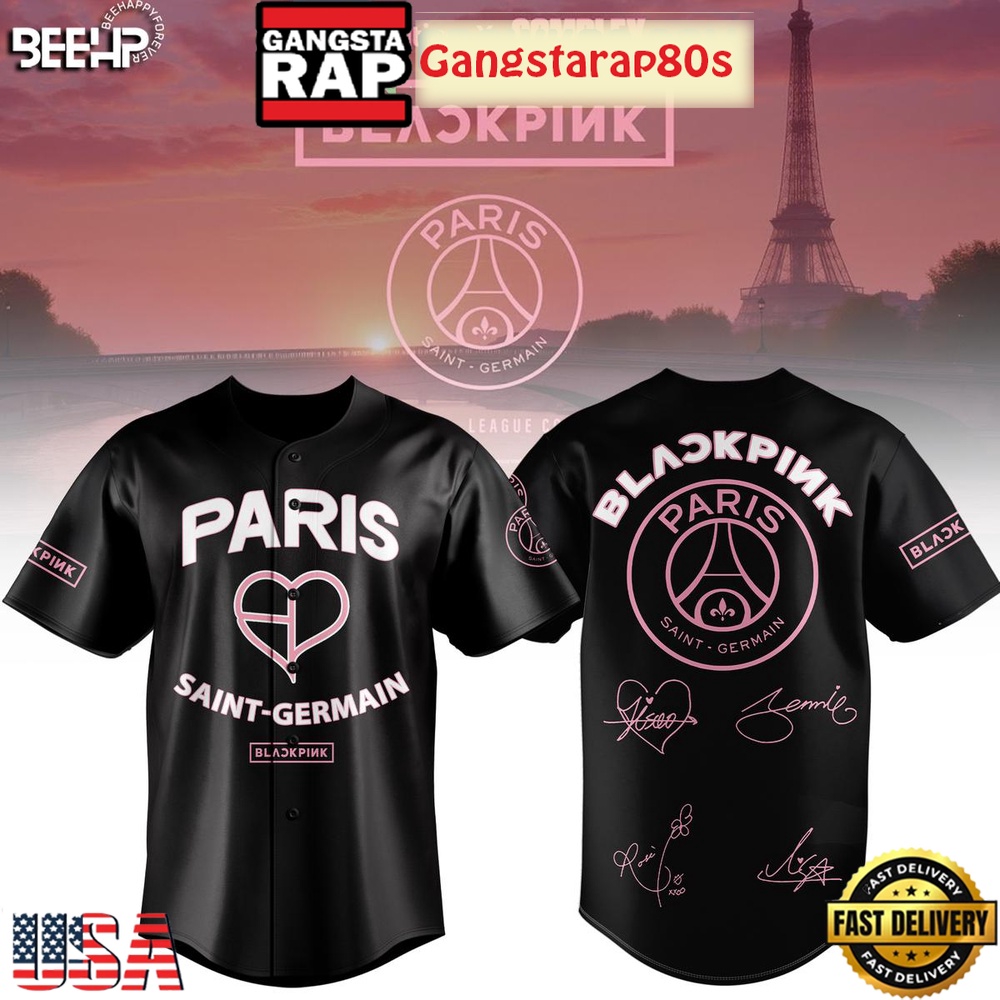 Black Pink x Paris Saint Germain 2025 Baseball Jersey