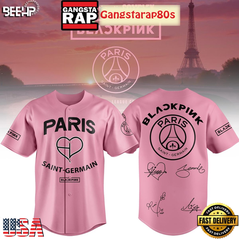 Black Pink x Paris Saint Germain 2025 Baseball Jersey