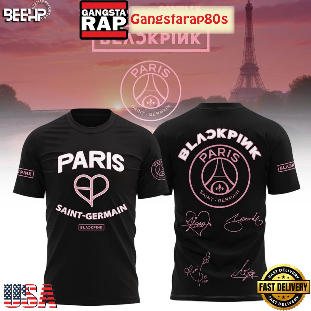 Black Pink x Paris Saint Germain 3D T Shirt