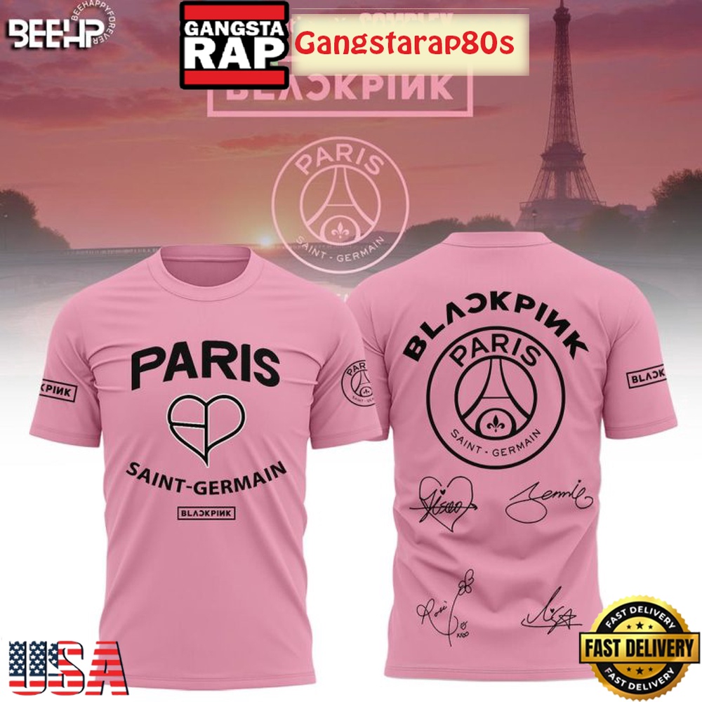 Black Pink x Paris Saint Germain Pink 3D Shirt