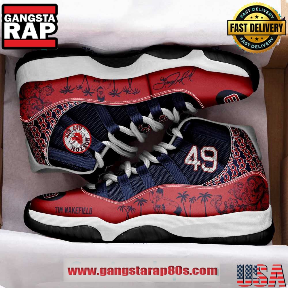 Boston Red Sox Tim Wakefield Memorial Air Jordan 11 Sneakers Shoes Boston Red Sox Tim Wakefield Memorial Air Jordan 11 Sneakers Shoes