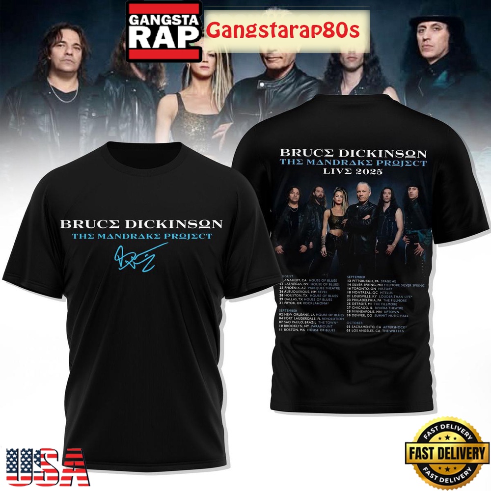 Bruce Dickinson The Mandrake Project Live 2025 T Shirt Bruce Dickinson The Mandrake Project Live 2025 T Shirt