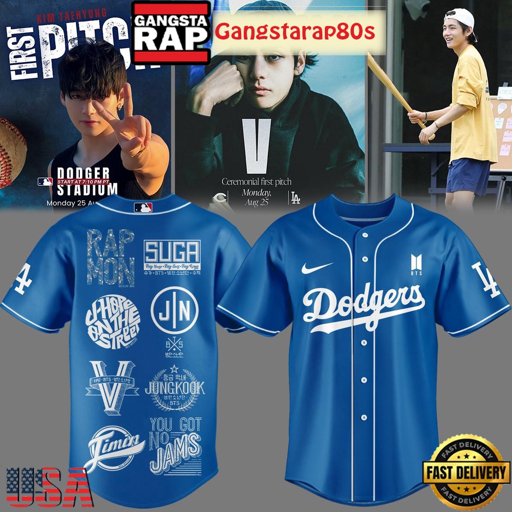 BTS Army Mix Los Angeles Dodgers 2025 Special Baseball Jersey